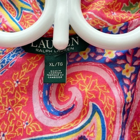 Lauren Ralph Lauren - Pink Paisley Pastel Button Down Shirt - Picture 3 of 5